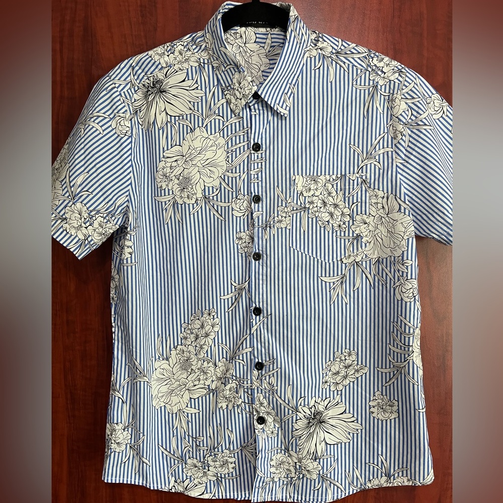 Floral stripe button up